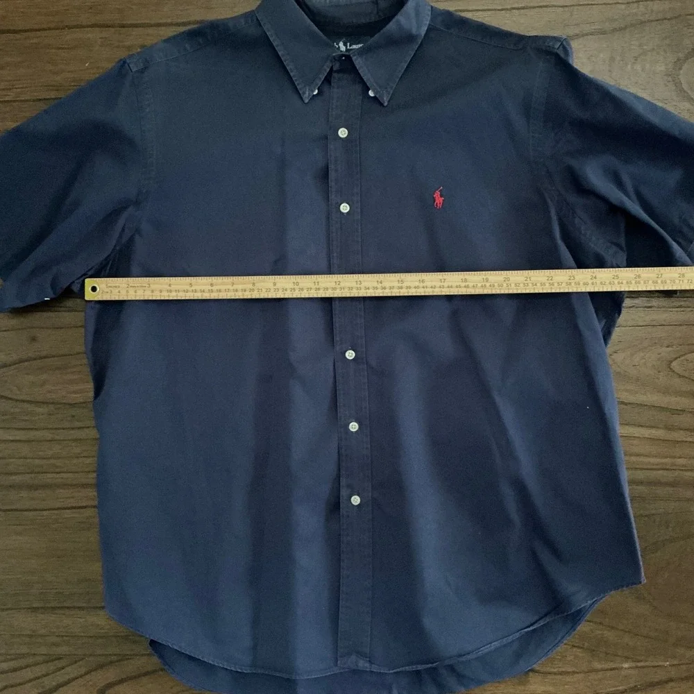 Polo Ralph Lauren Mens XXL Navy Blue Short Sleeve Button Down Classic Fit Shirt